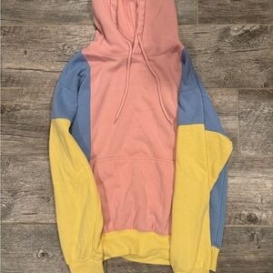Colorblock Hoodie in Pink, Blue, and Yellow